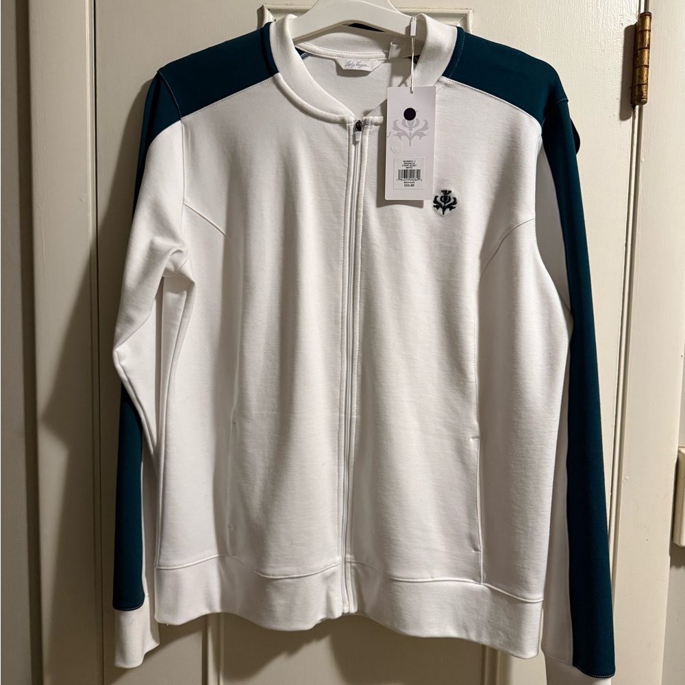 NWT Lady Hagen White and Teal Zip-Up Jacket